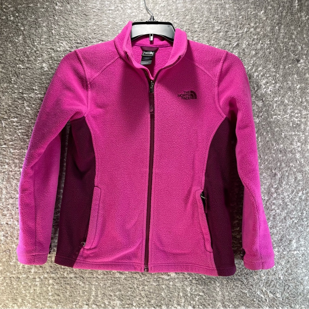 The North Face Fleece Full Zip‎ Jacket Size Girls Large (14-16) Pink Polyester